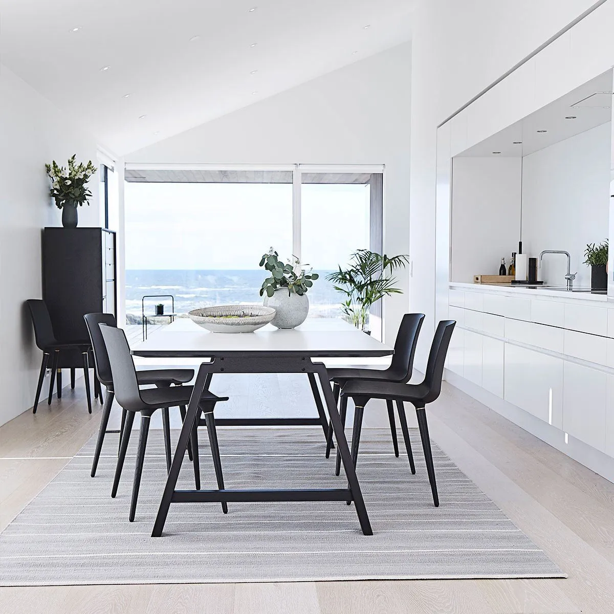 Andersen Furniture T1 Extendable Table, White Laminate, Black Frame, 160cm