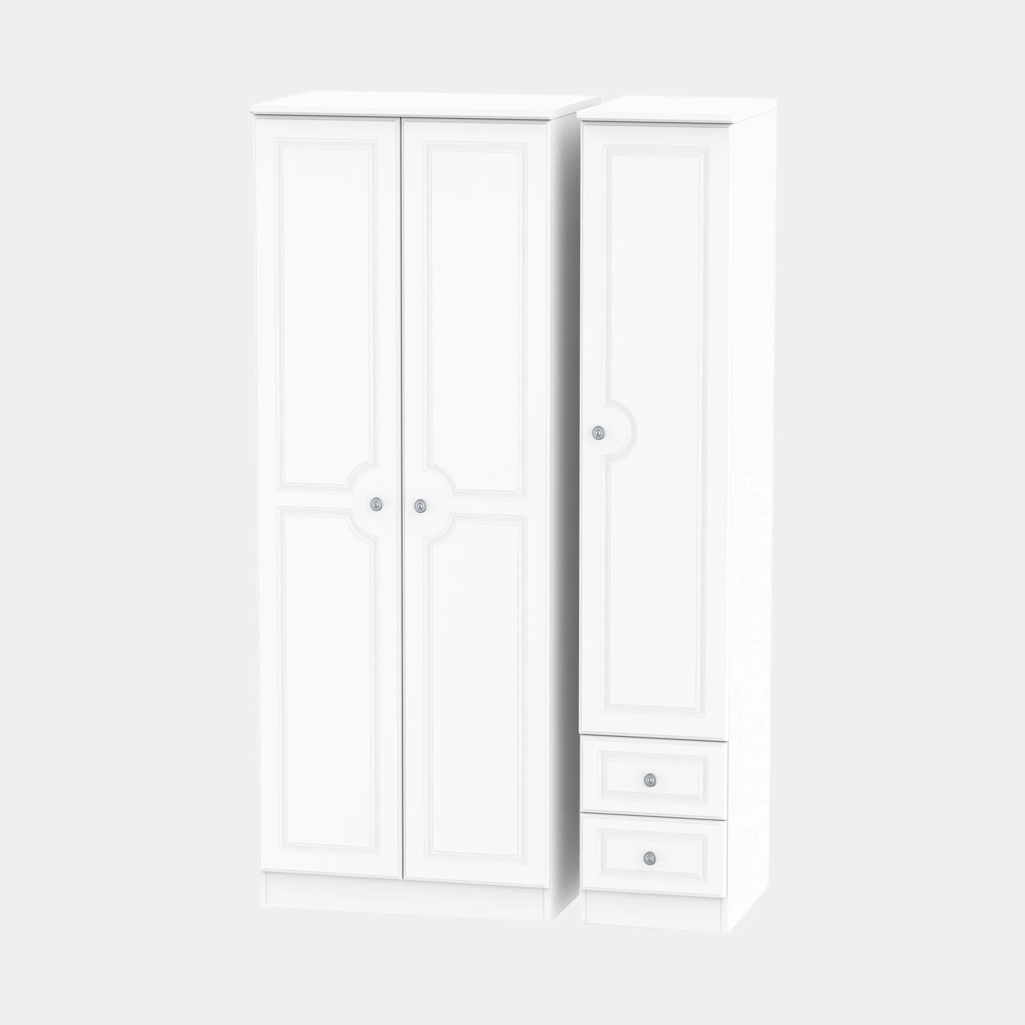 Ashford - Combi Wardrobe In White Wood Grain Effect