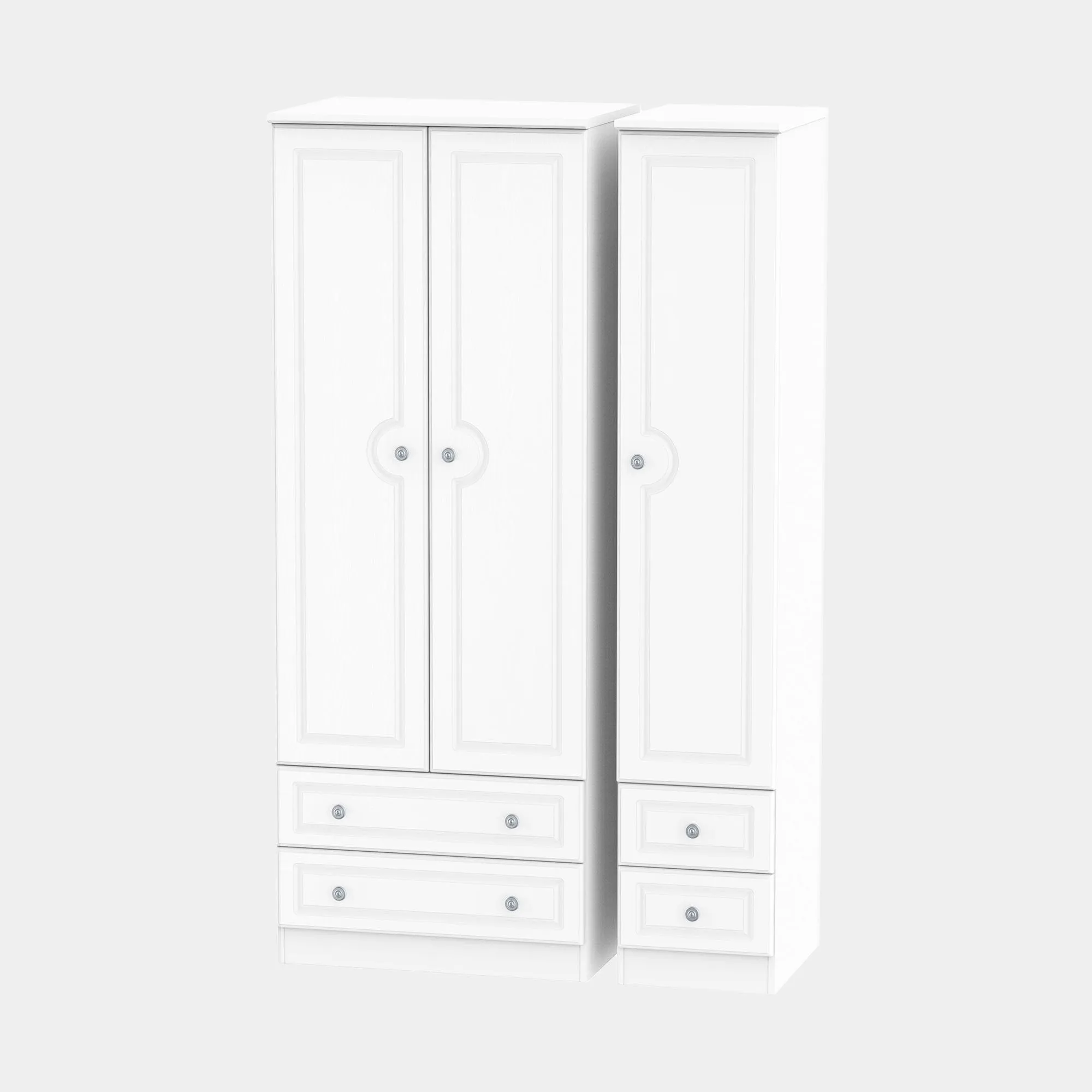 Ashford - Combi Wardrobe In White Wood Grain Effect