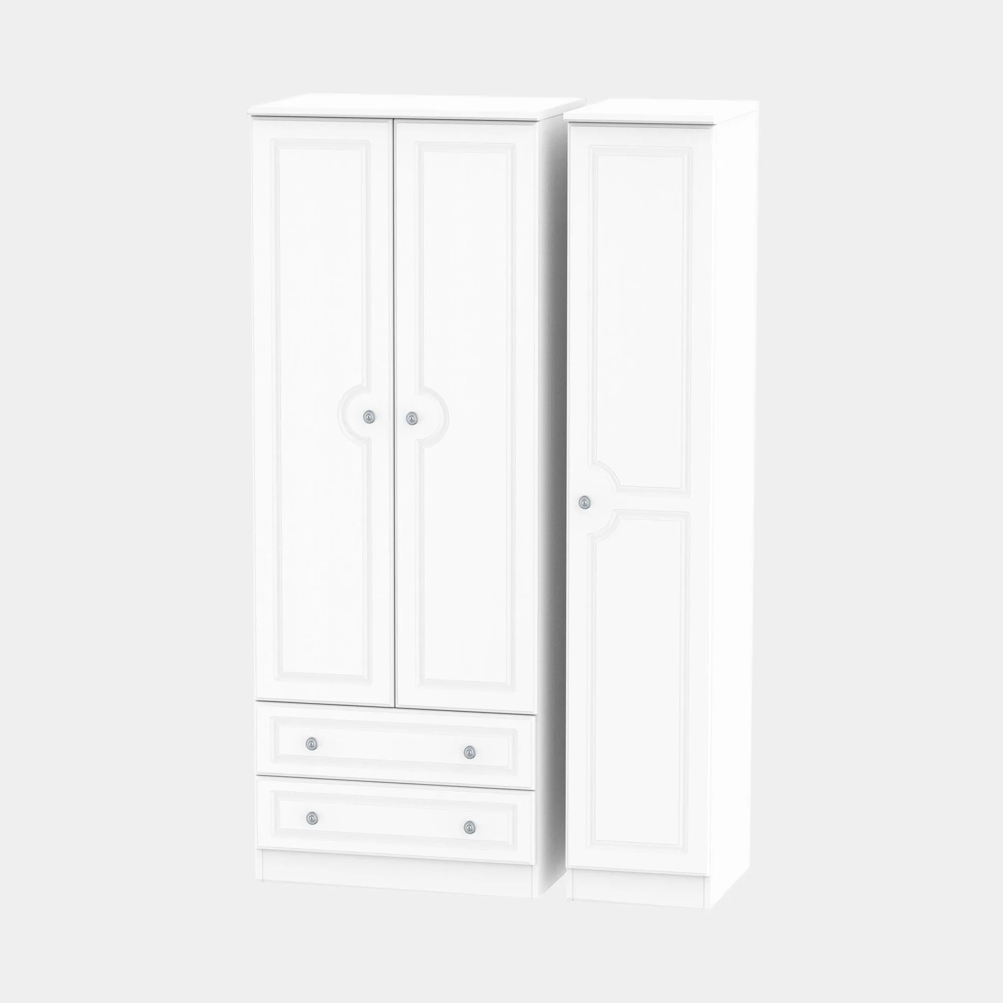 Ashford - Combi Wardrobe In White Wood Grain Effect