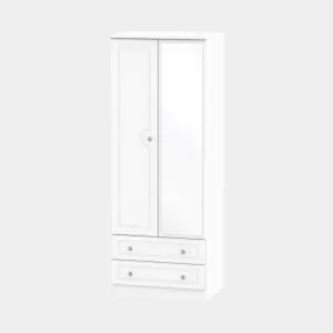 Ashford - Mirrored Combi Wardrobe In White Wood Grain Effect