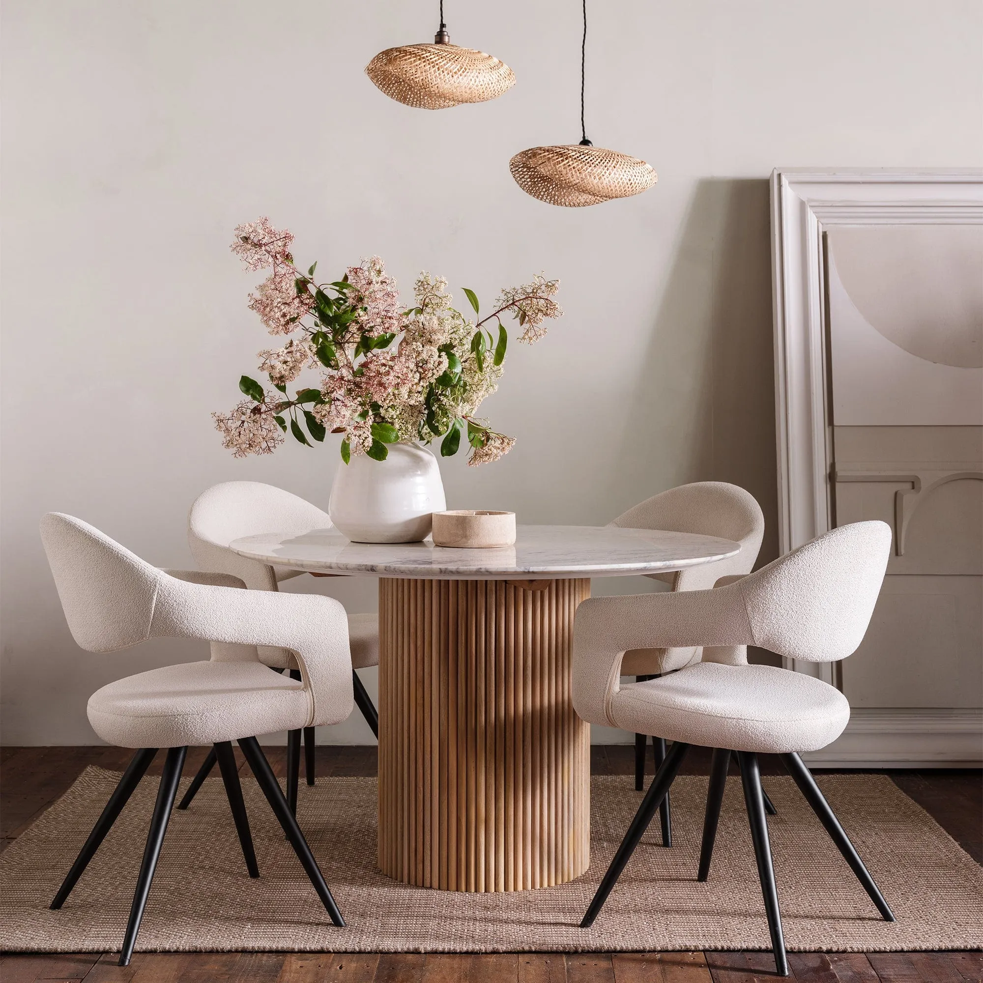 Bombay - 120cm Round Dining Table with Marble Top