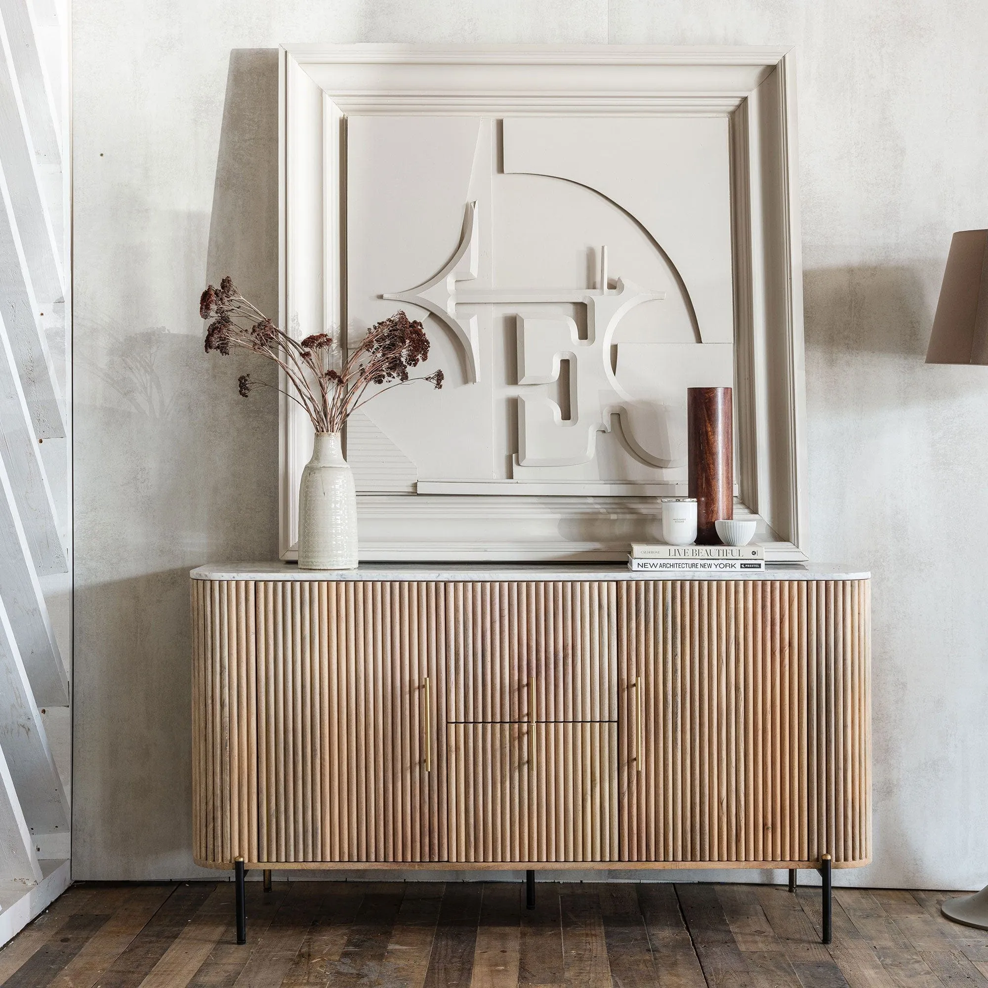 Bombay - 2 Door Wide Sideboard with Marble Top