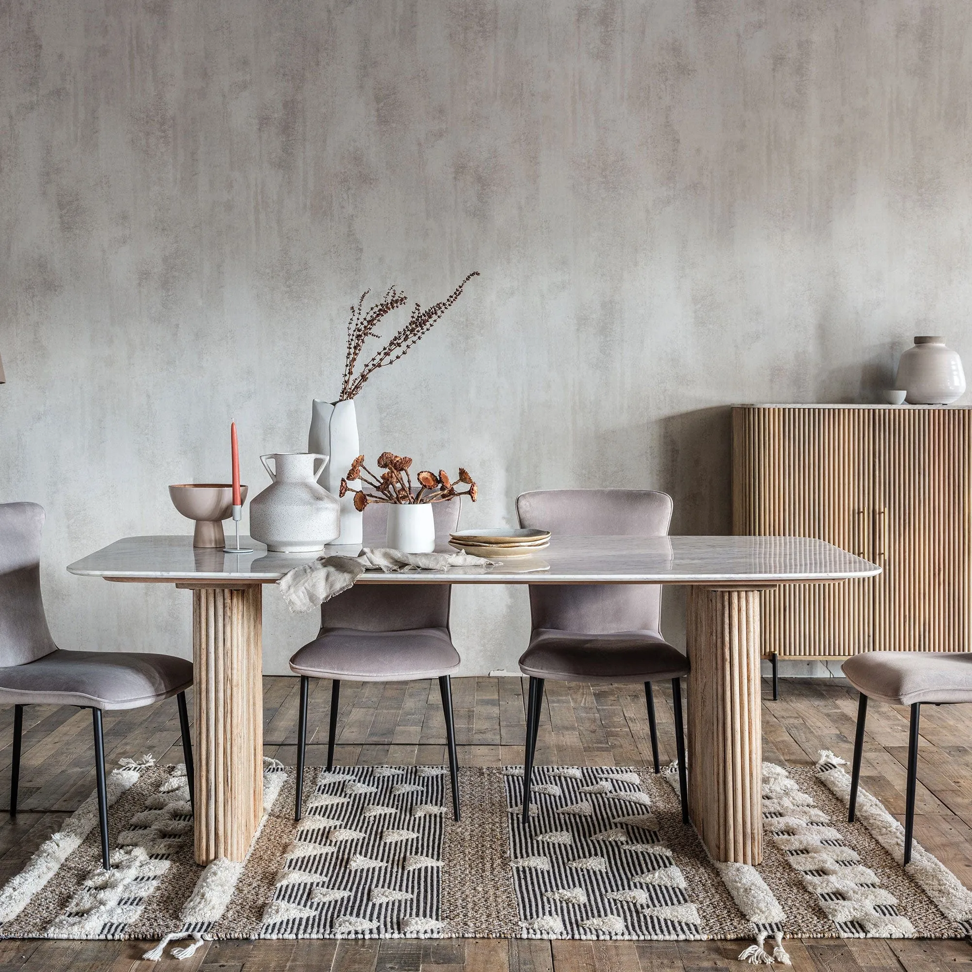 Bombay - 200cm Dining Table with Marble Top