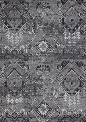 Jango 5'3" X 7'4" Indoor/Outdoor Geometric Rug - Grey Black  Area Rug