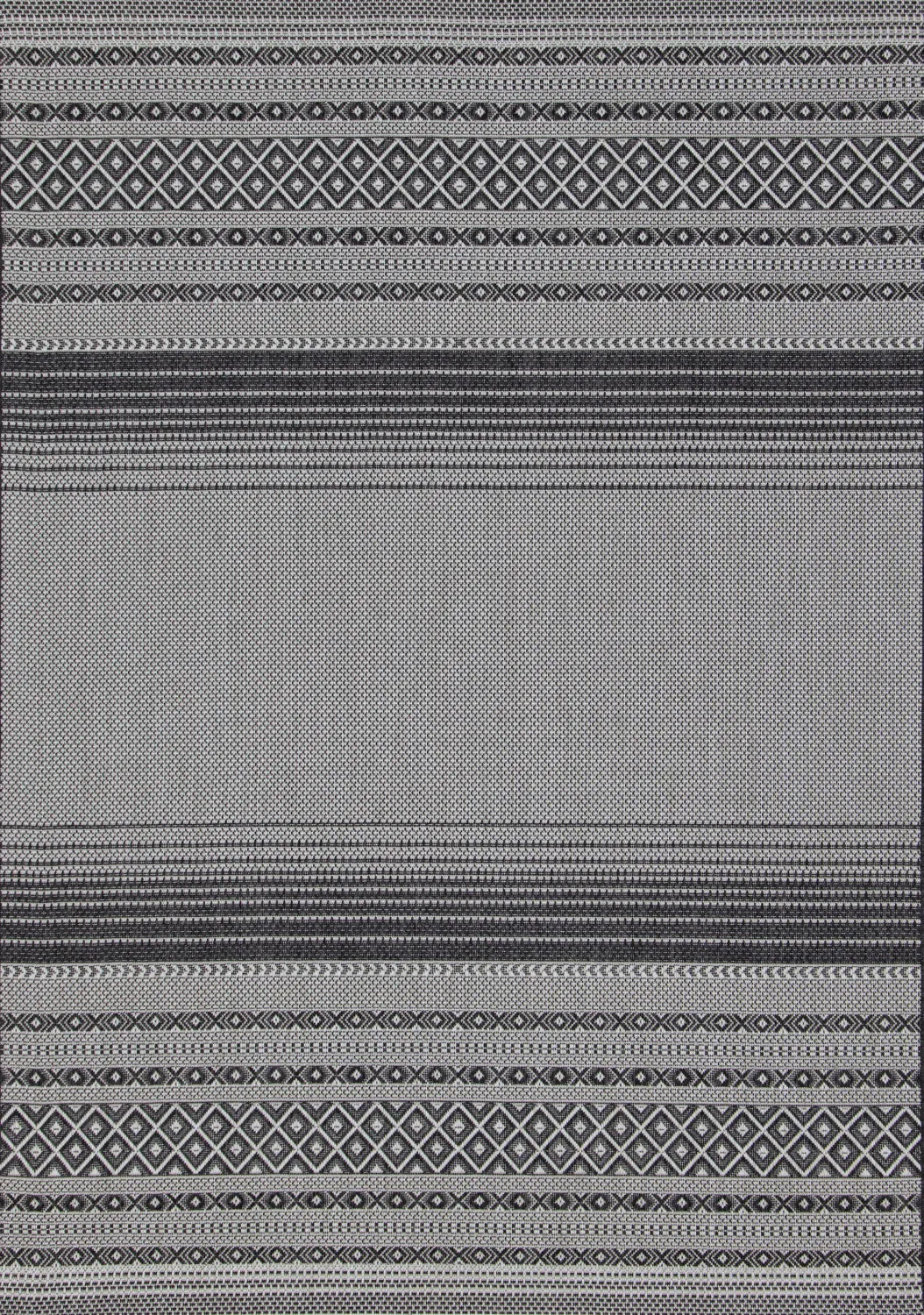 Jango 5'3" X 7'4" Indoor/Outdoor Tribal Rug - Grey Black Area Rug