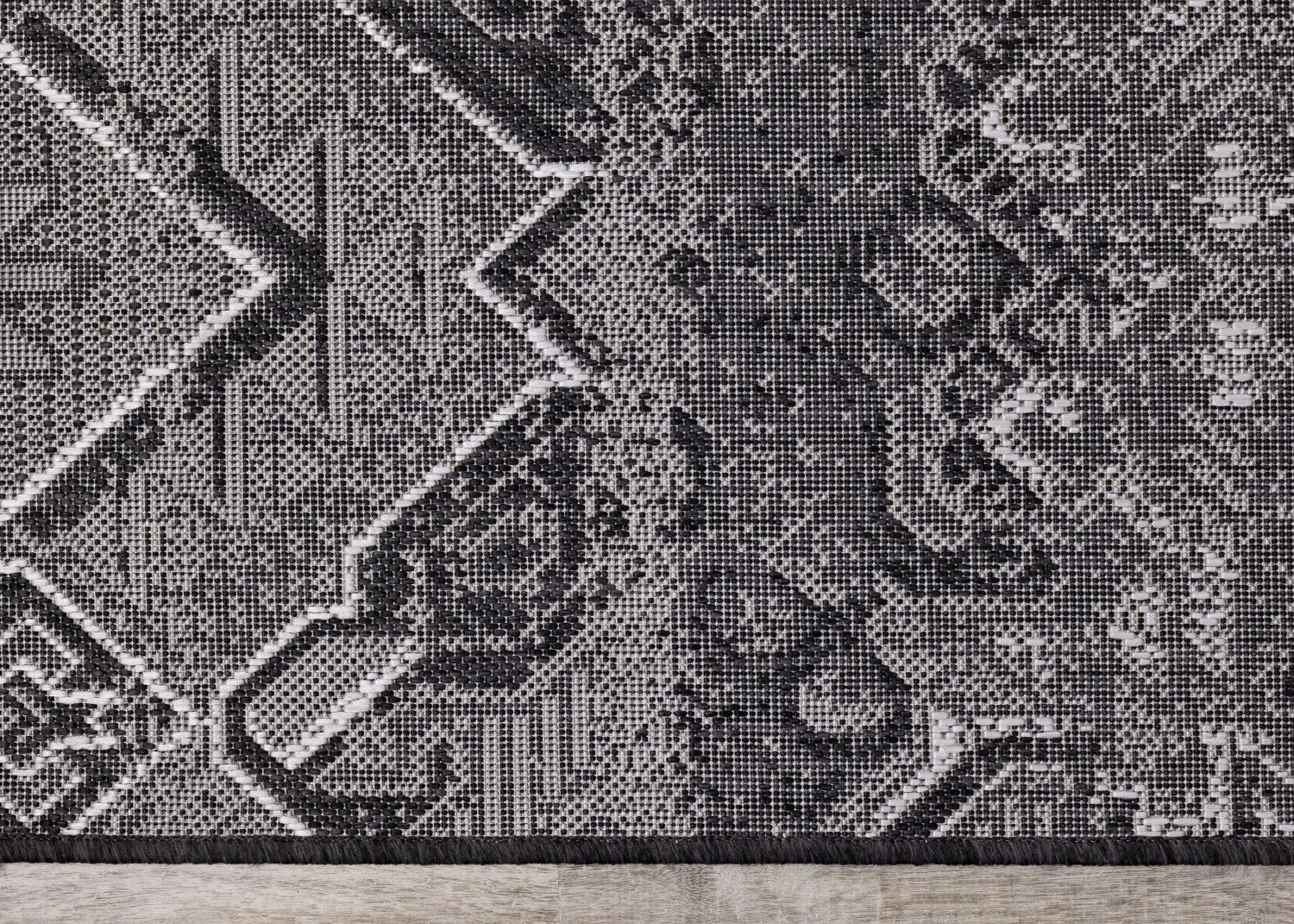 Jango 7'10" X 10'6" Indoor/Outdoor Geometric Rug - Grey Black  Area Rug