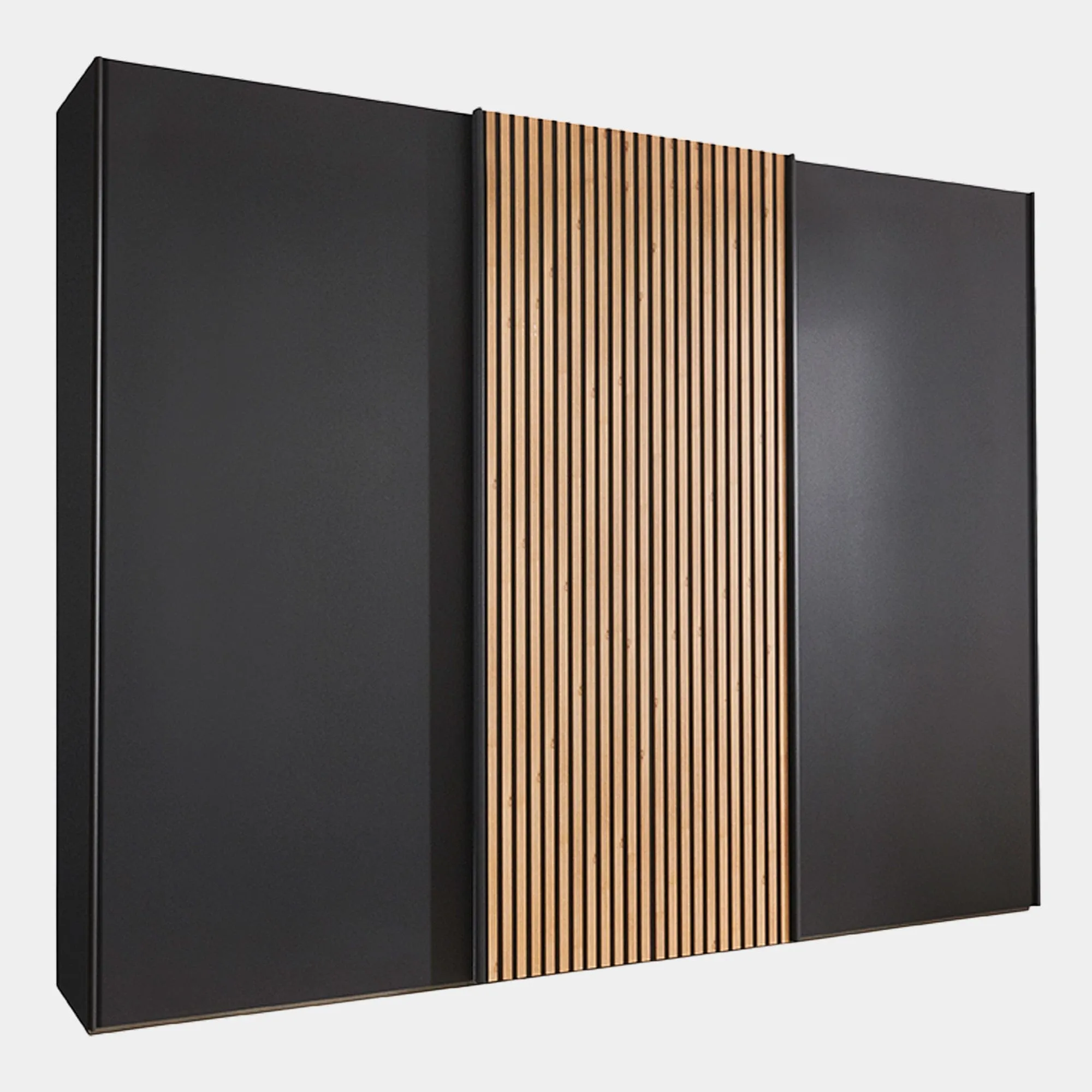 Lakewood - Sliding Door Wardrobe in Bianco Oak Finish & Graphite Doors
