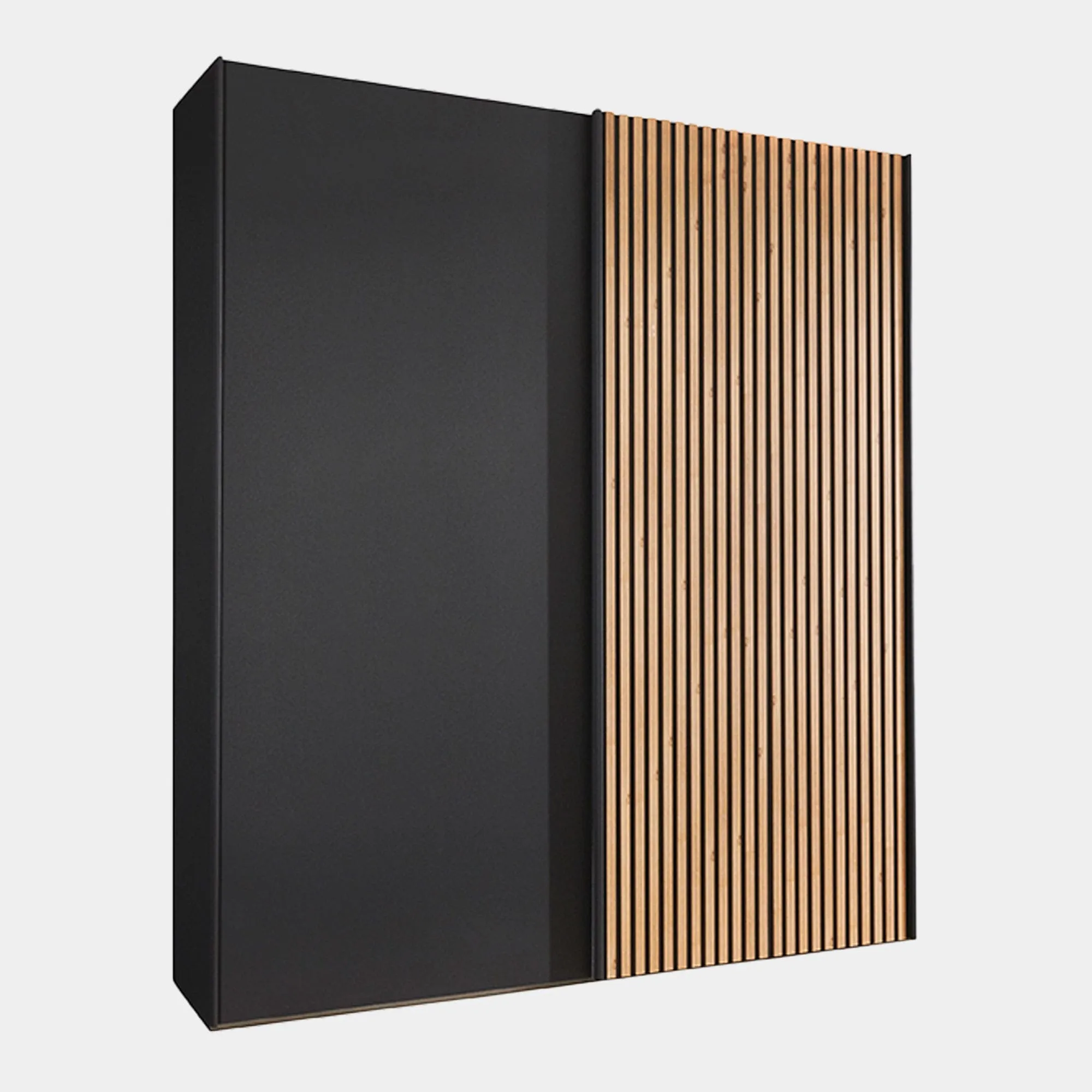 Lakewood - Sliding Door Wardrobe in Bianco Oak Finish & Graphite Doors