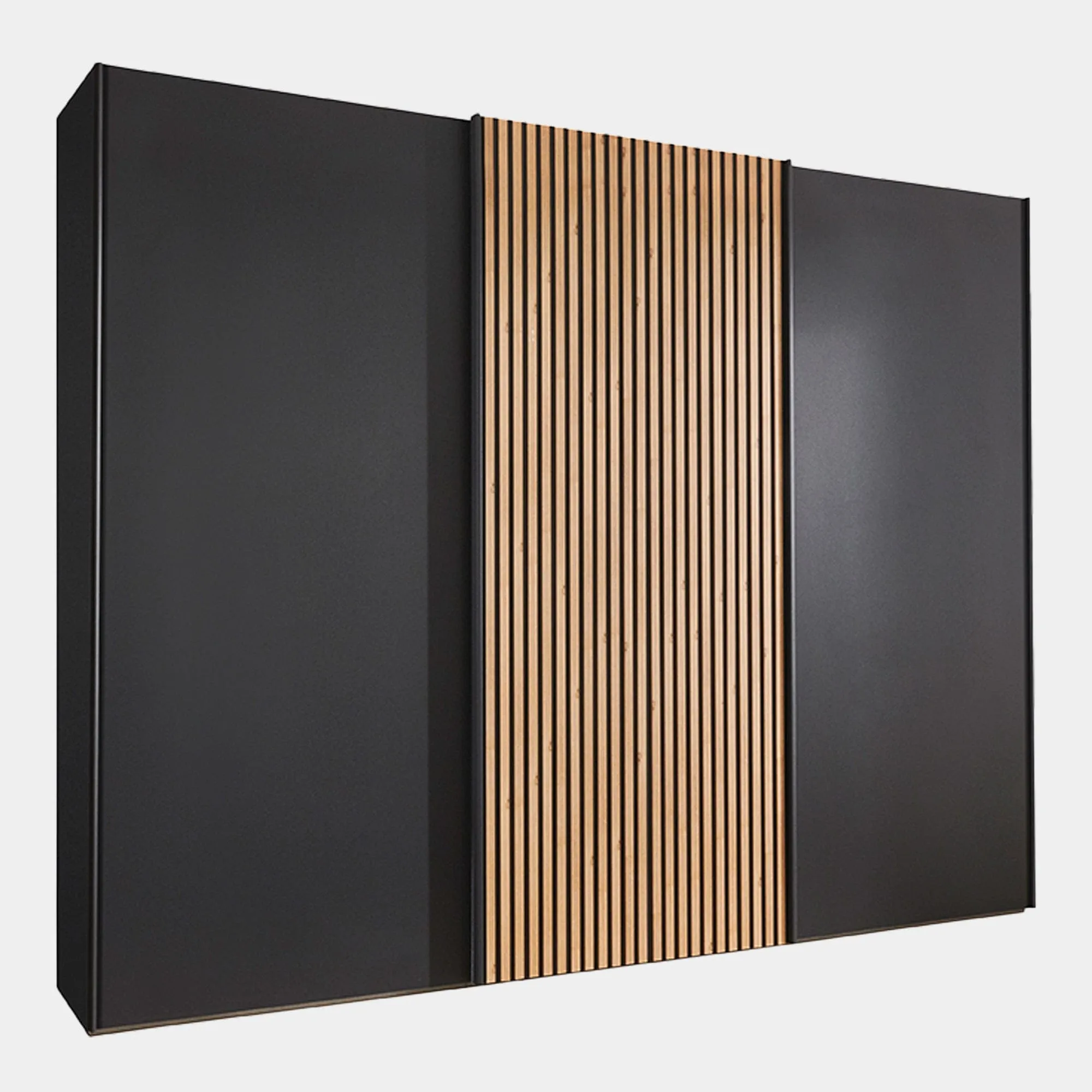 Lakewood - Sliding Door Wardrobe in Bianco Oak Finish & Graphite Doors