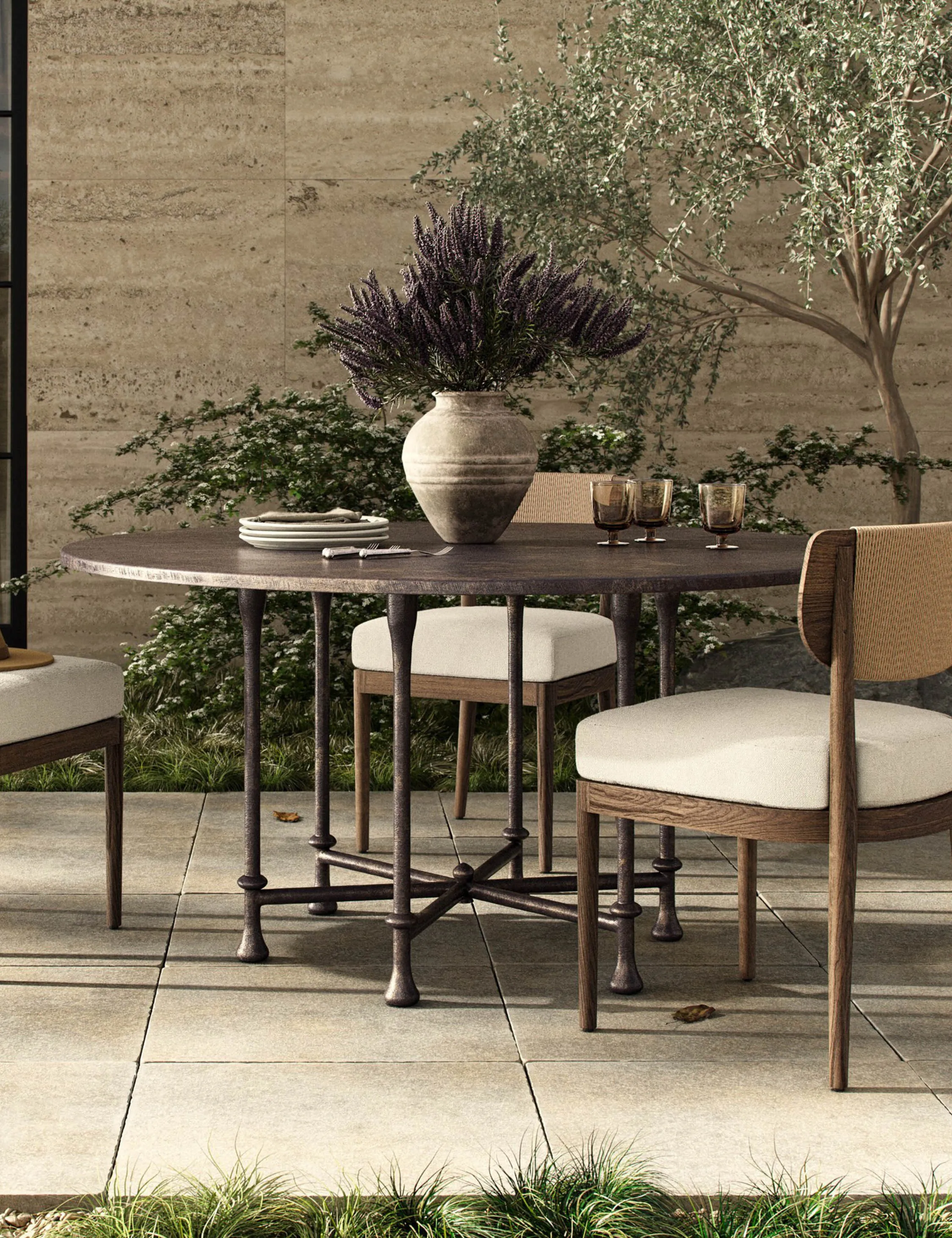 Leblanc Indoor / Outdoor Round Dining Table by Amber Lewis x Four Hands Lulu and Georgia