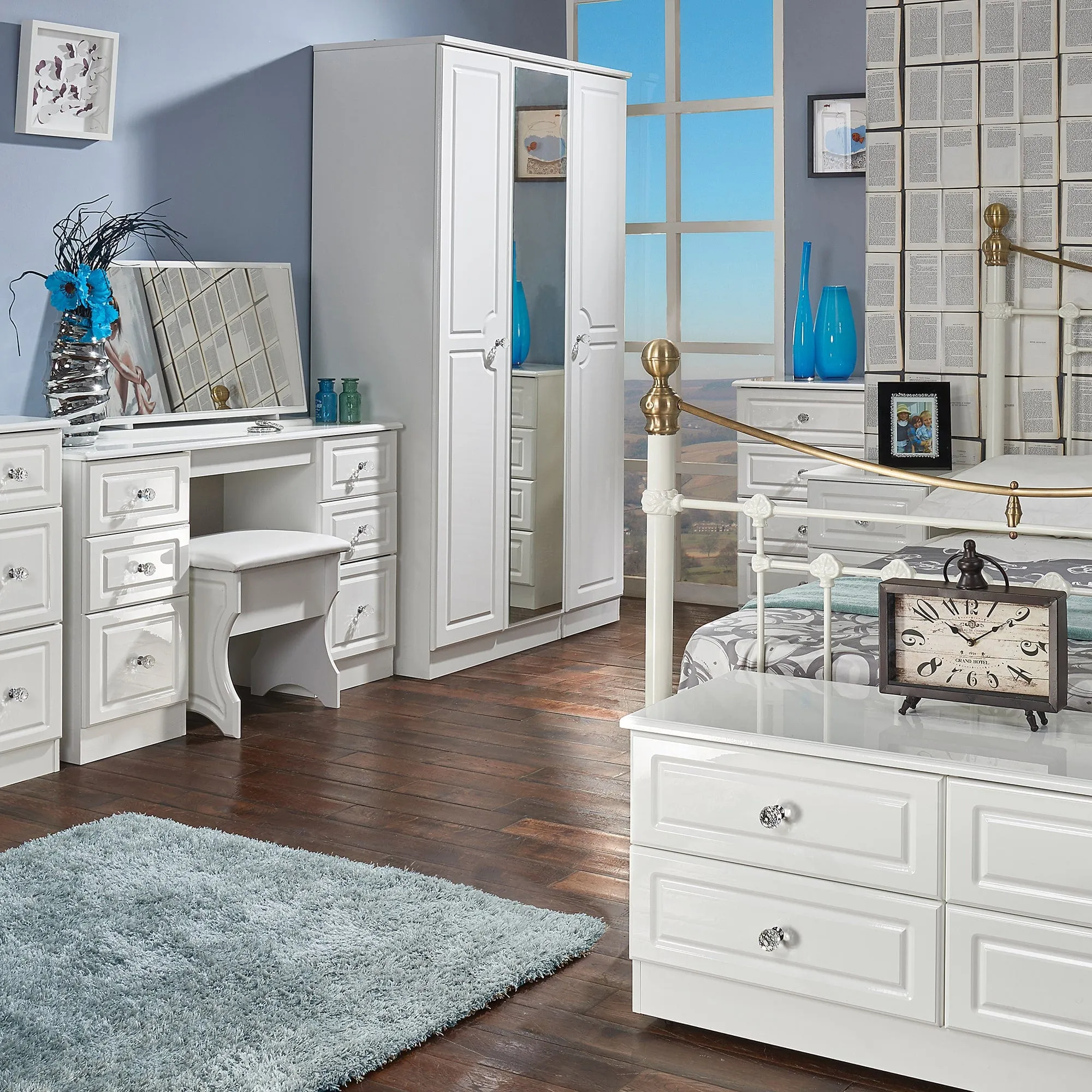 Lincoln - Combi Wardrobe In White High Gloss