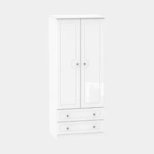 Lincoln - Combi Wardrobe In White High Gloss