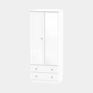Lincoln - Mirrored Combi Wardrobe In White High Gloss