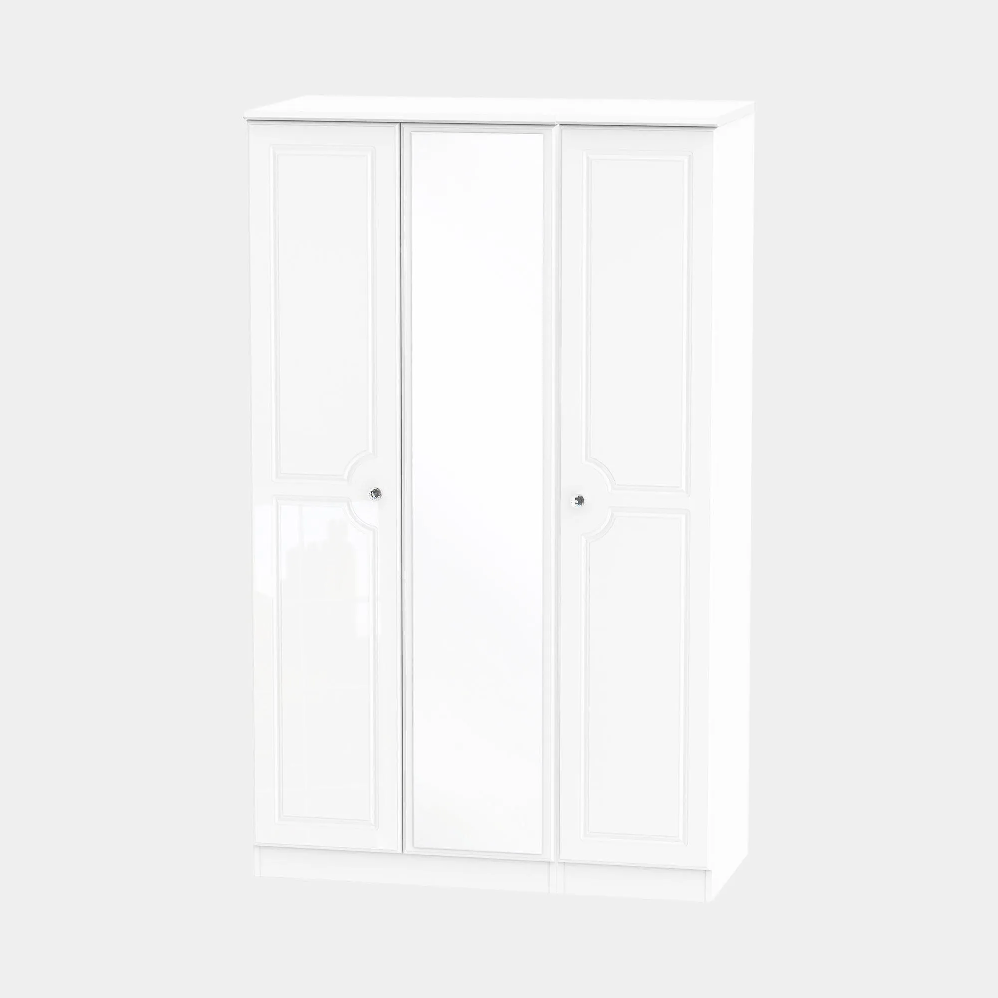 Lincoln - Mirrored Wardrobe In White High Gloss