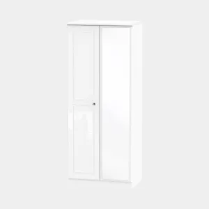 Lincoln - Mirrored Wardrobe In White High Gloss