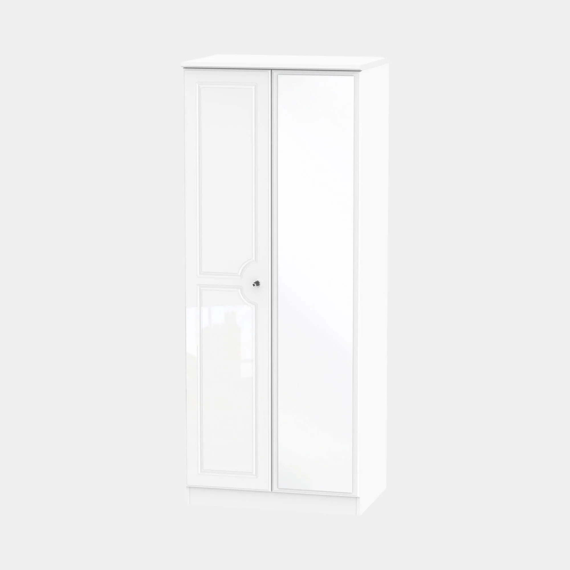 Lincoln - Mirrored Wardrobe In White High Gloss
