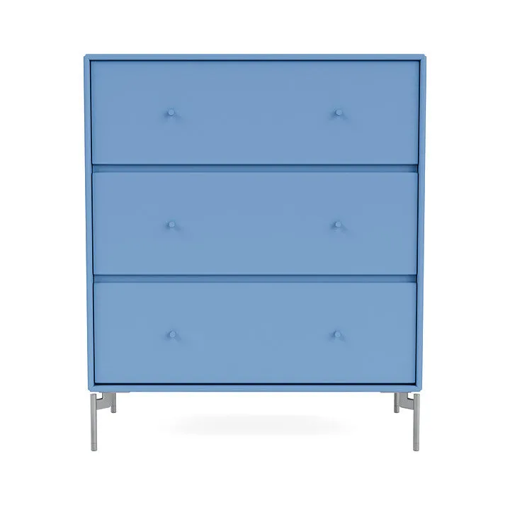 Montana Carry Dresser With Legs, Azure Blue/Matt Chrome