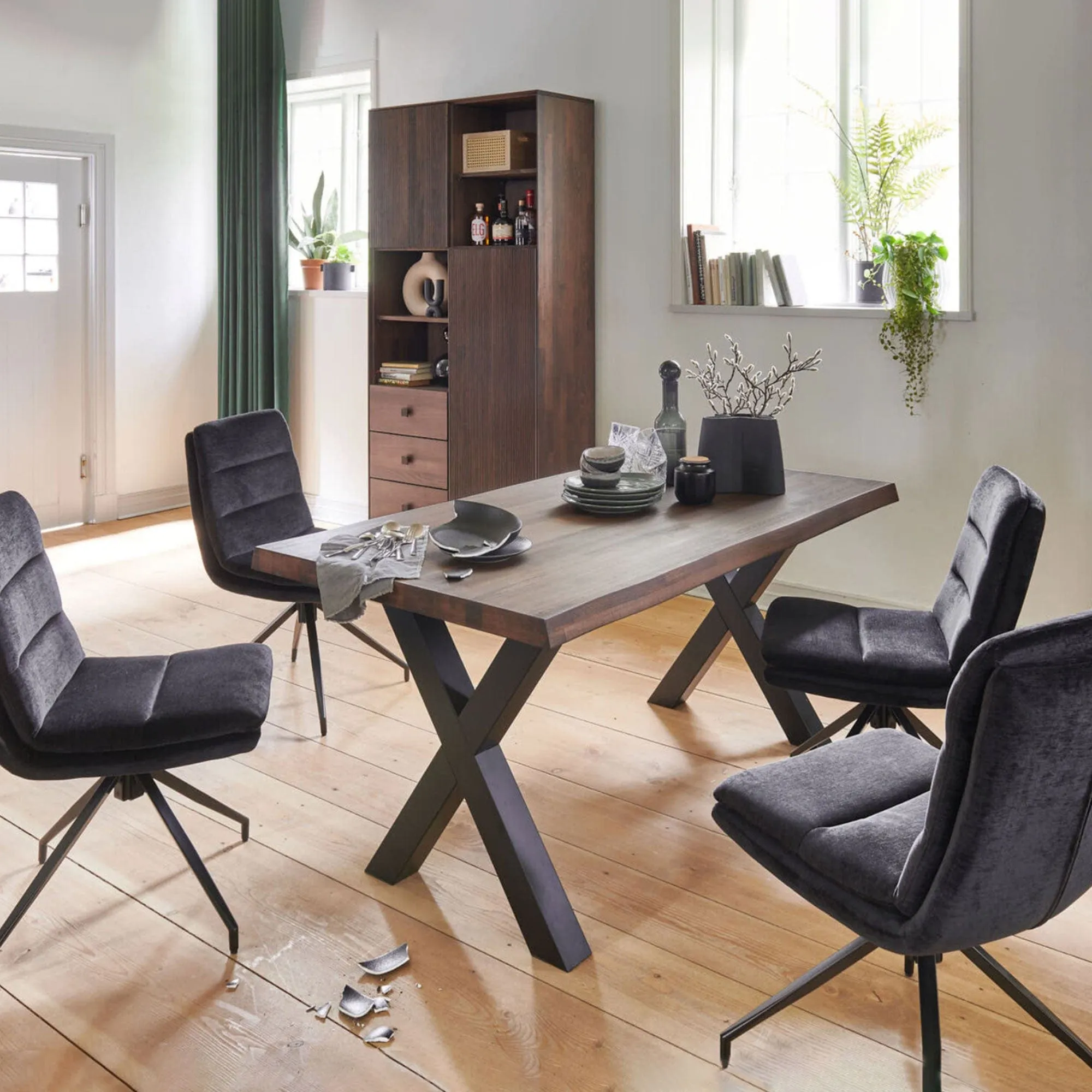 Rhodes - Dining Table with Straight Edge &  Bradford Leg