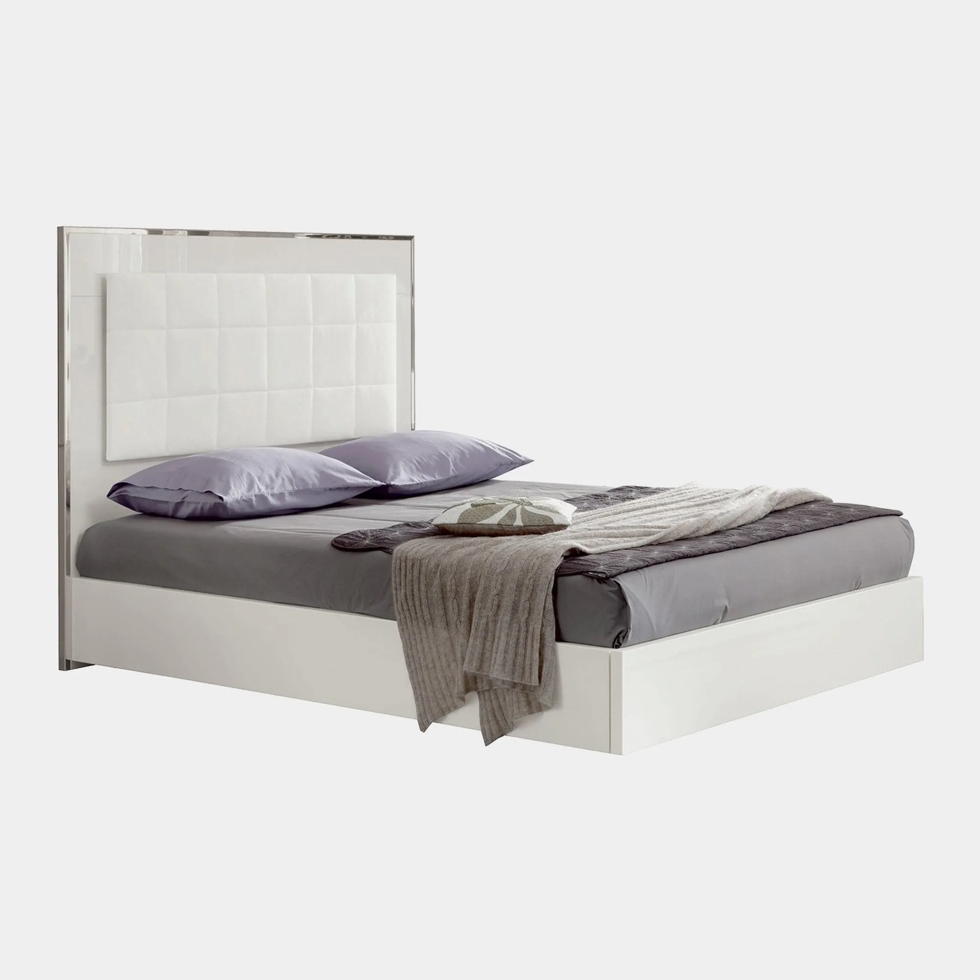 Selina - 180cm Super King Bed Frame In White High Gloss