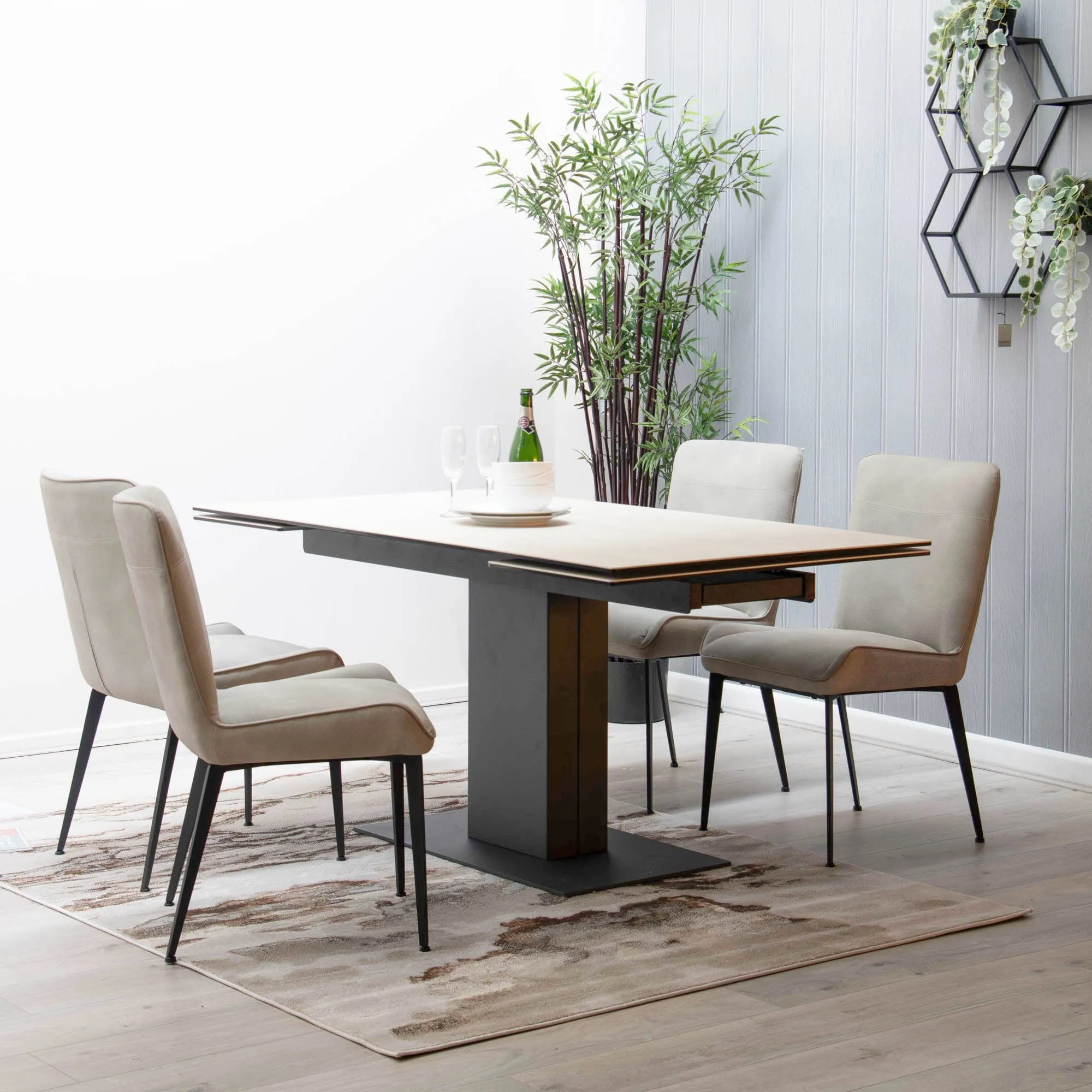 Seville - 160cm Extending Dining Table With Cream Ceramic Top