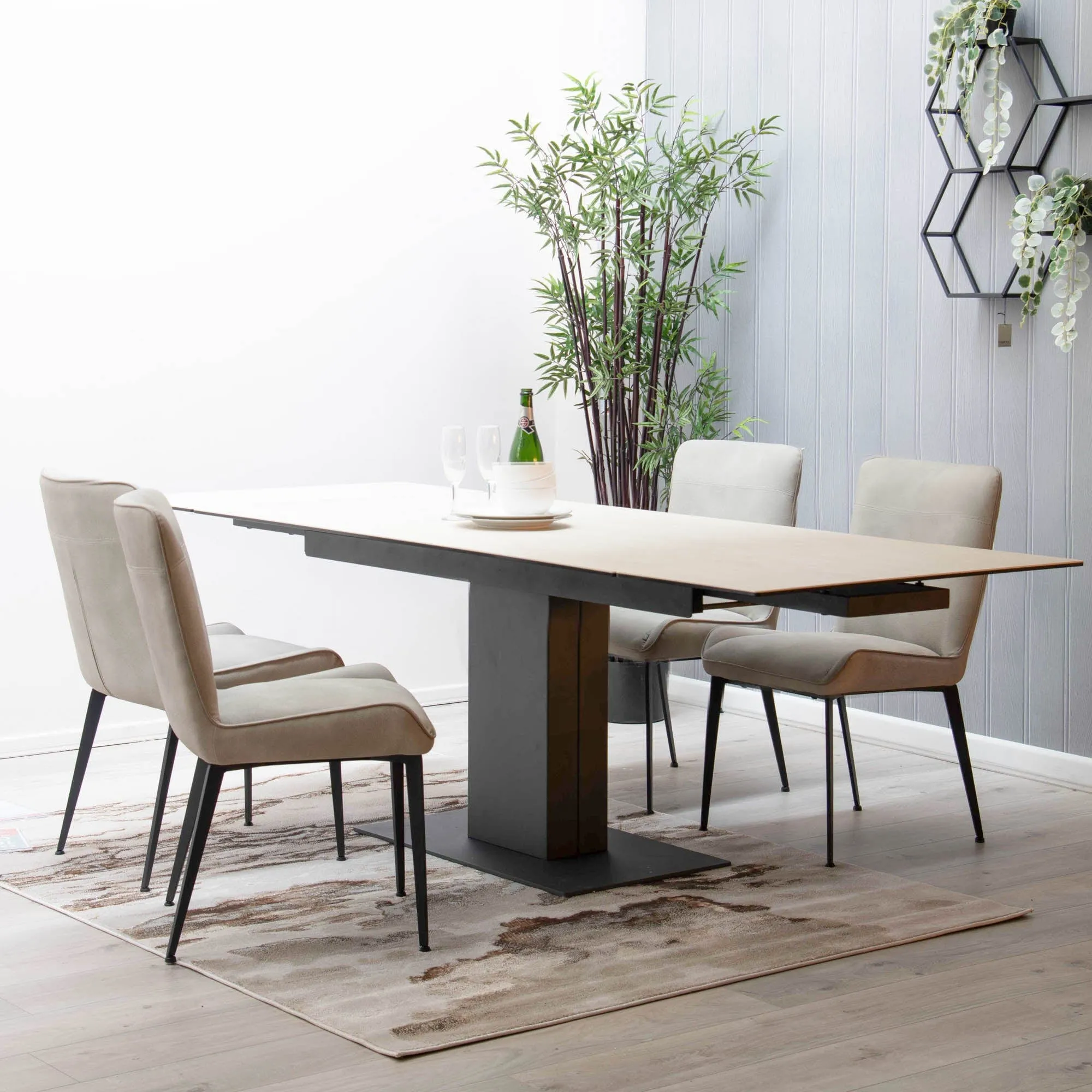 Seville - 160cm Extending Dining Table With Cream Ceramic Top
