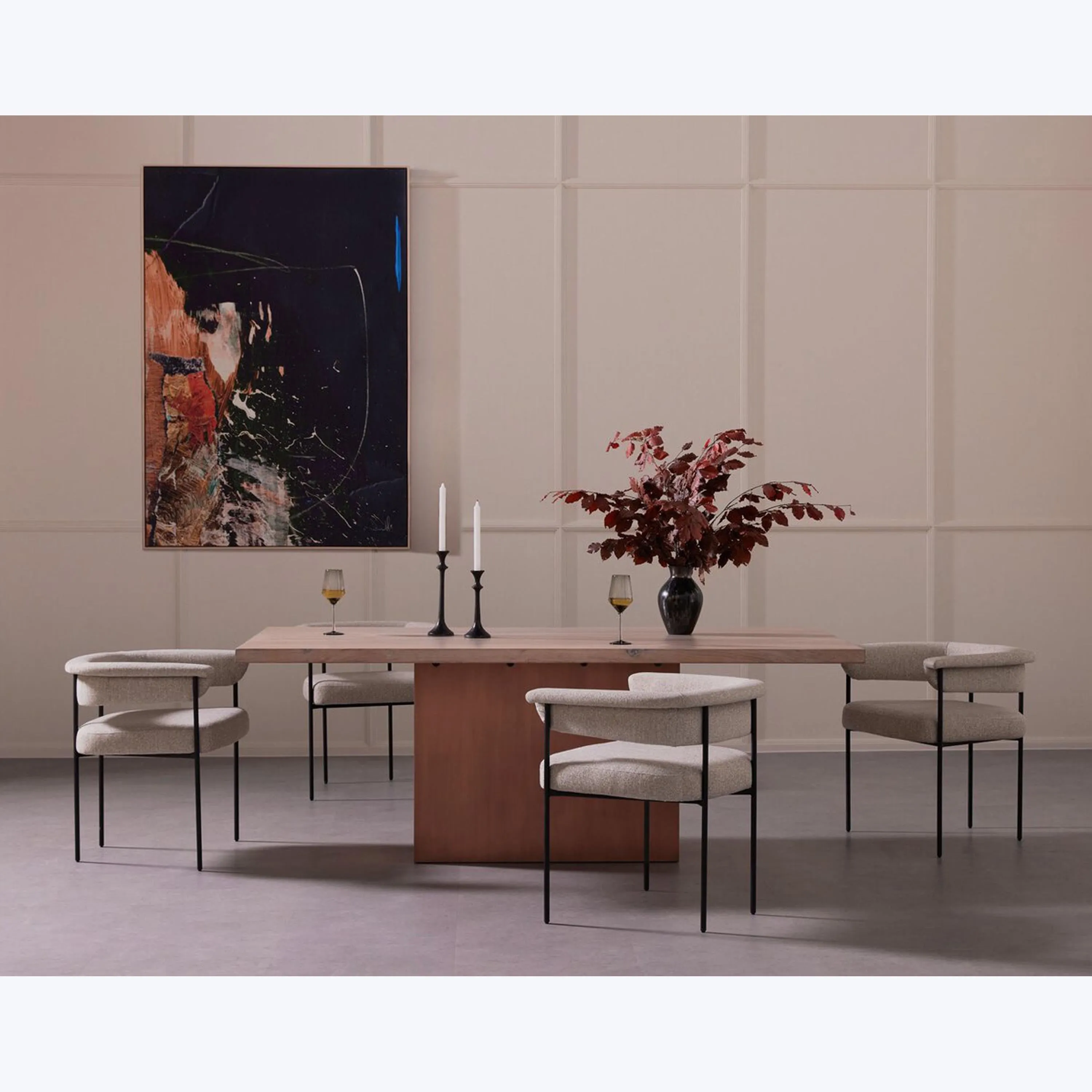 Slim Boucle Dining Chair