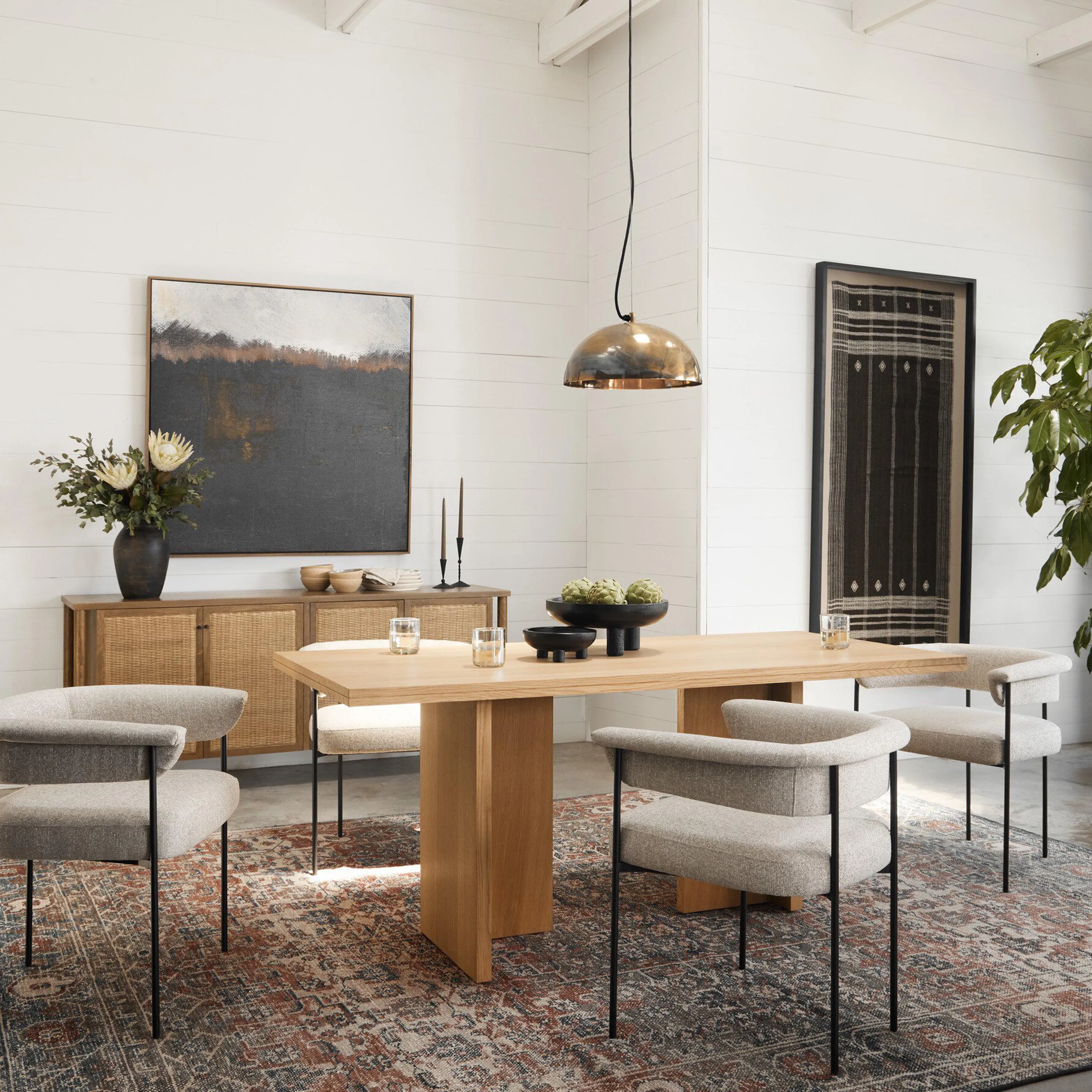 Slim Boucle Dining Chair