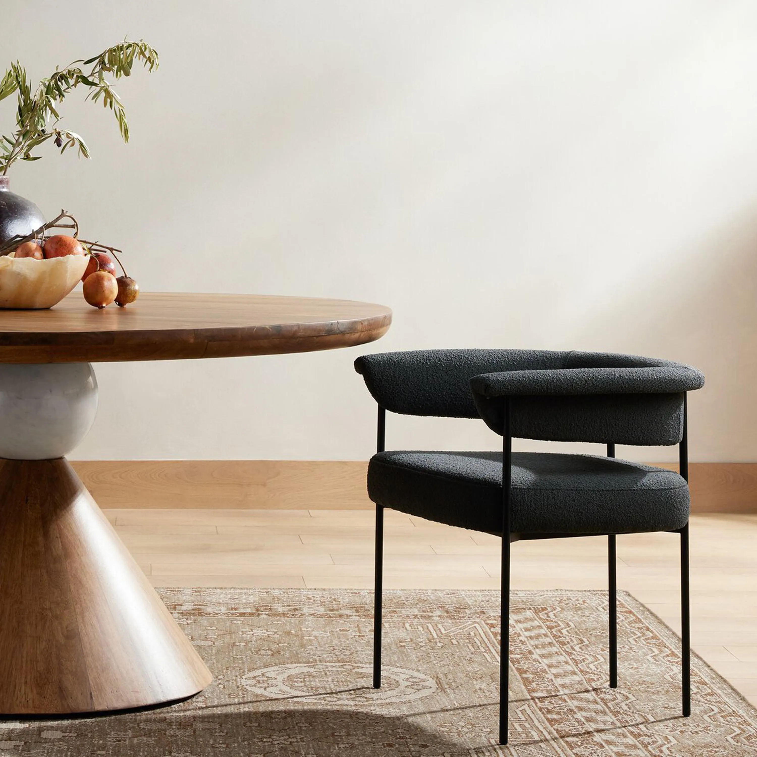 Slim Boucle Dining Chair