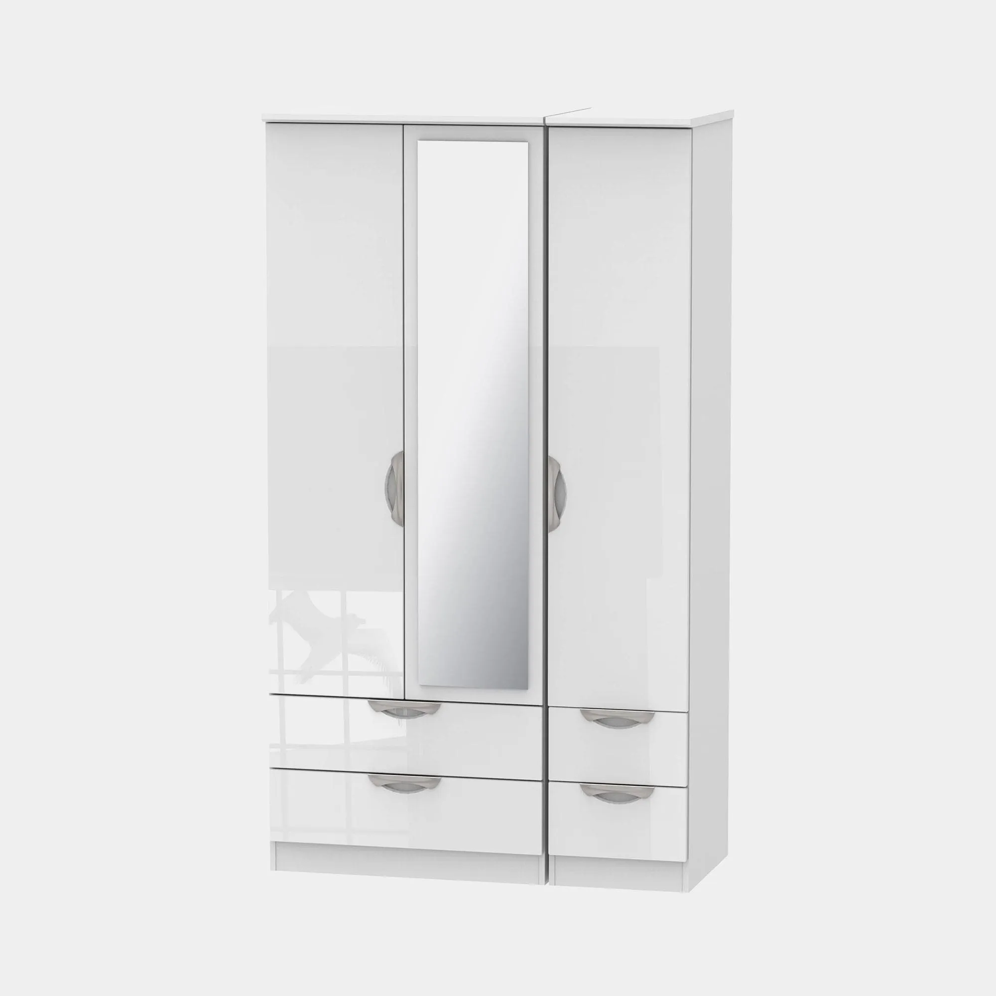 Stanford - Mirrored Combi Wardrobe In High Gloss