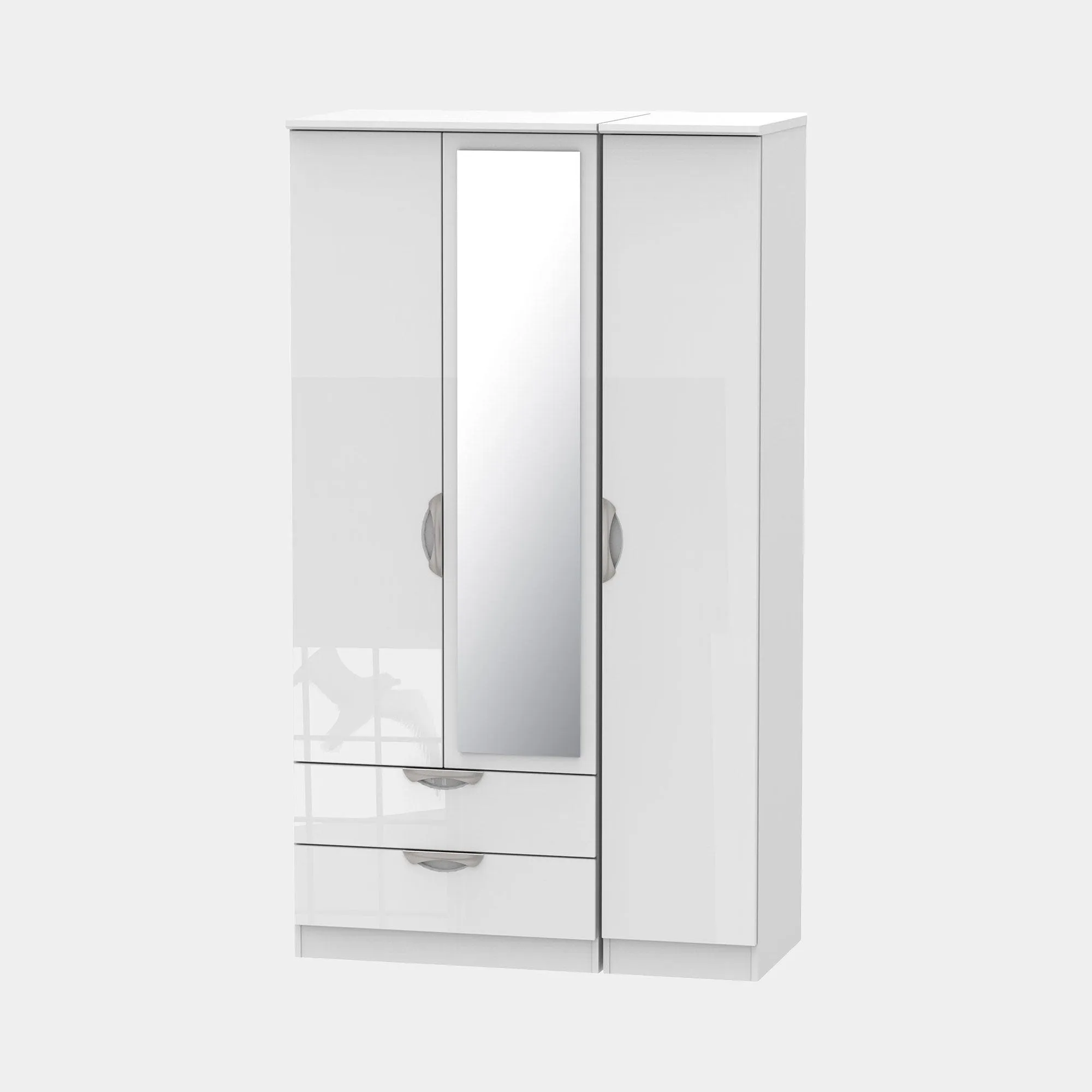 Stanford - Mirrored Combi Wardrobe In High Gloss
