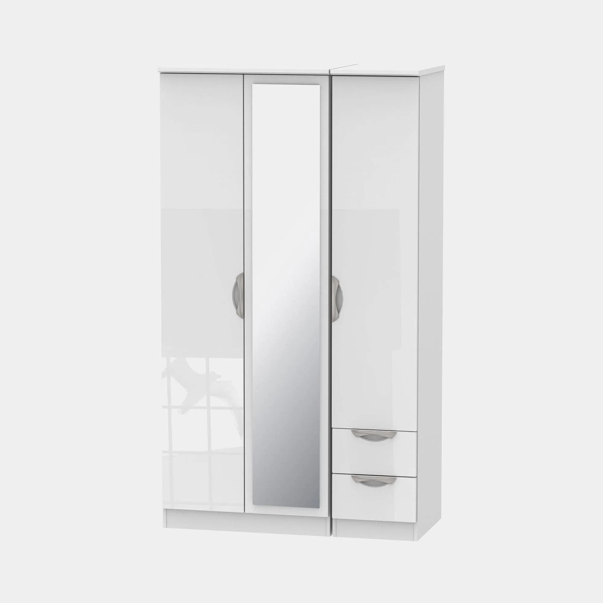 Stanford - Mirrored Combi Wardrobe In High Gloss