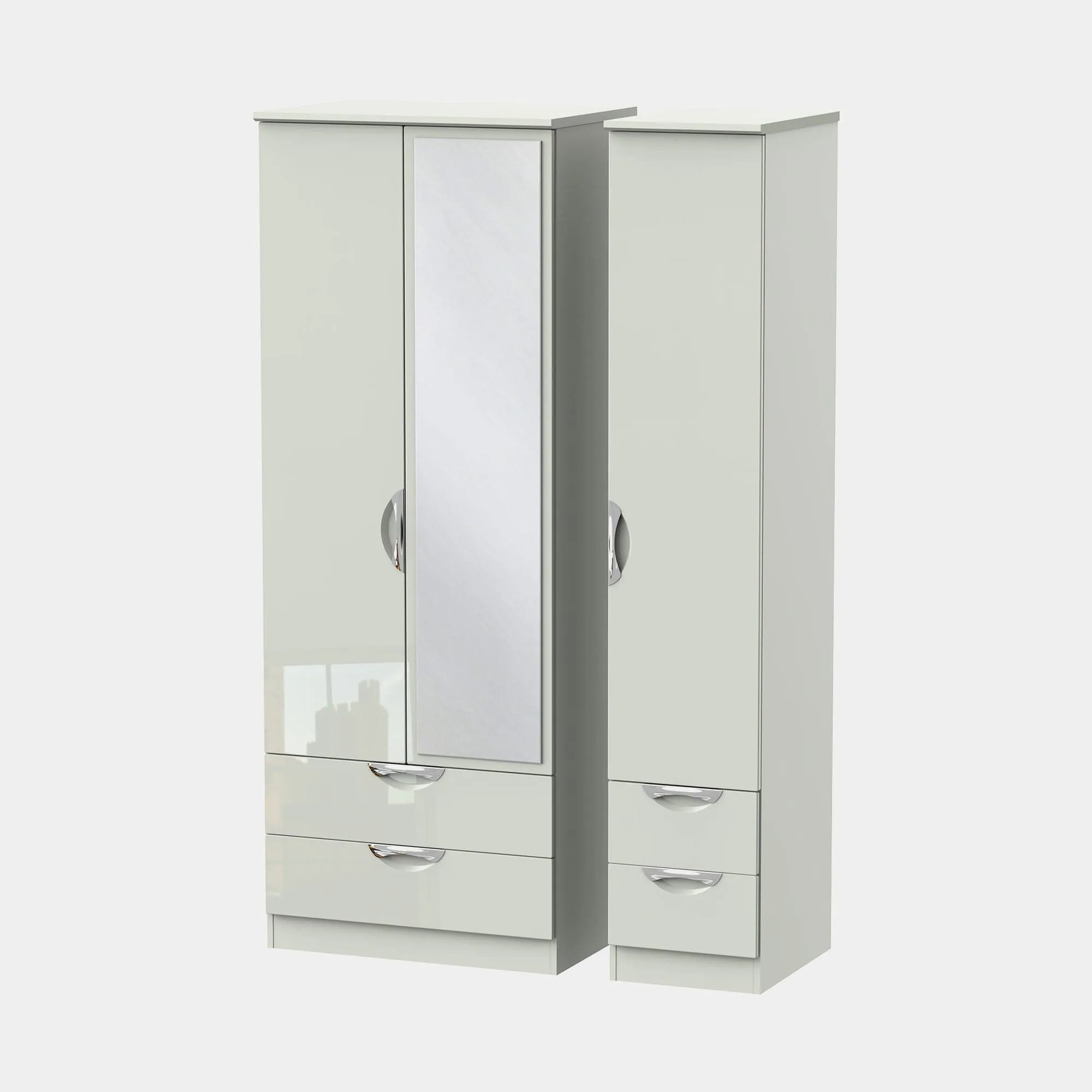 Stanford - Mirrored Combi Wardrobe In High Gloss