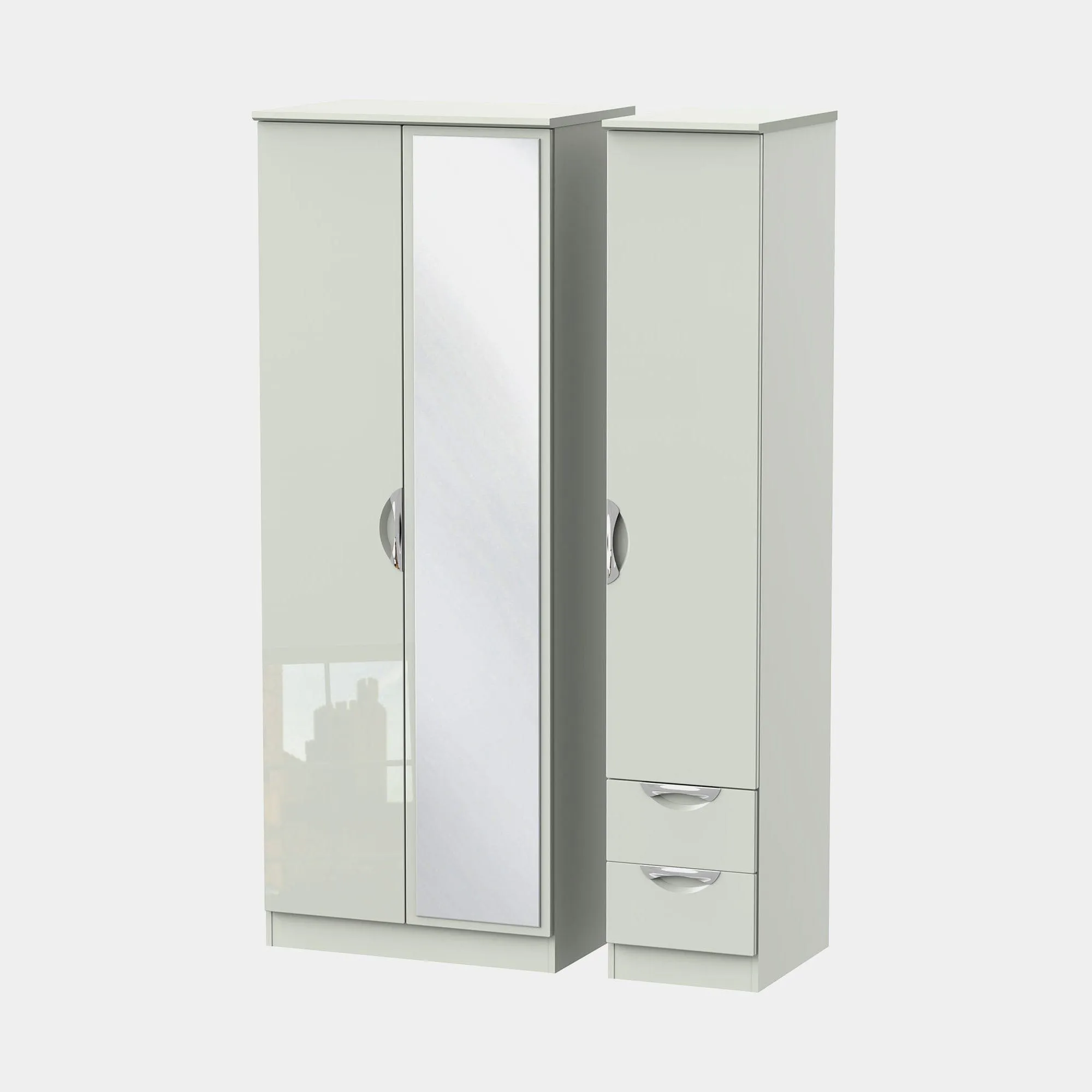 Stanford - Mirrored Combi Wardrobe In High Gloss