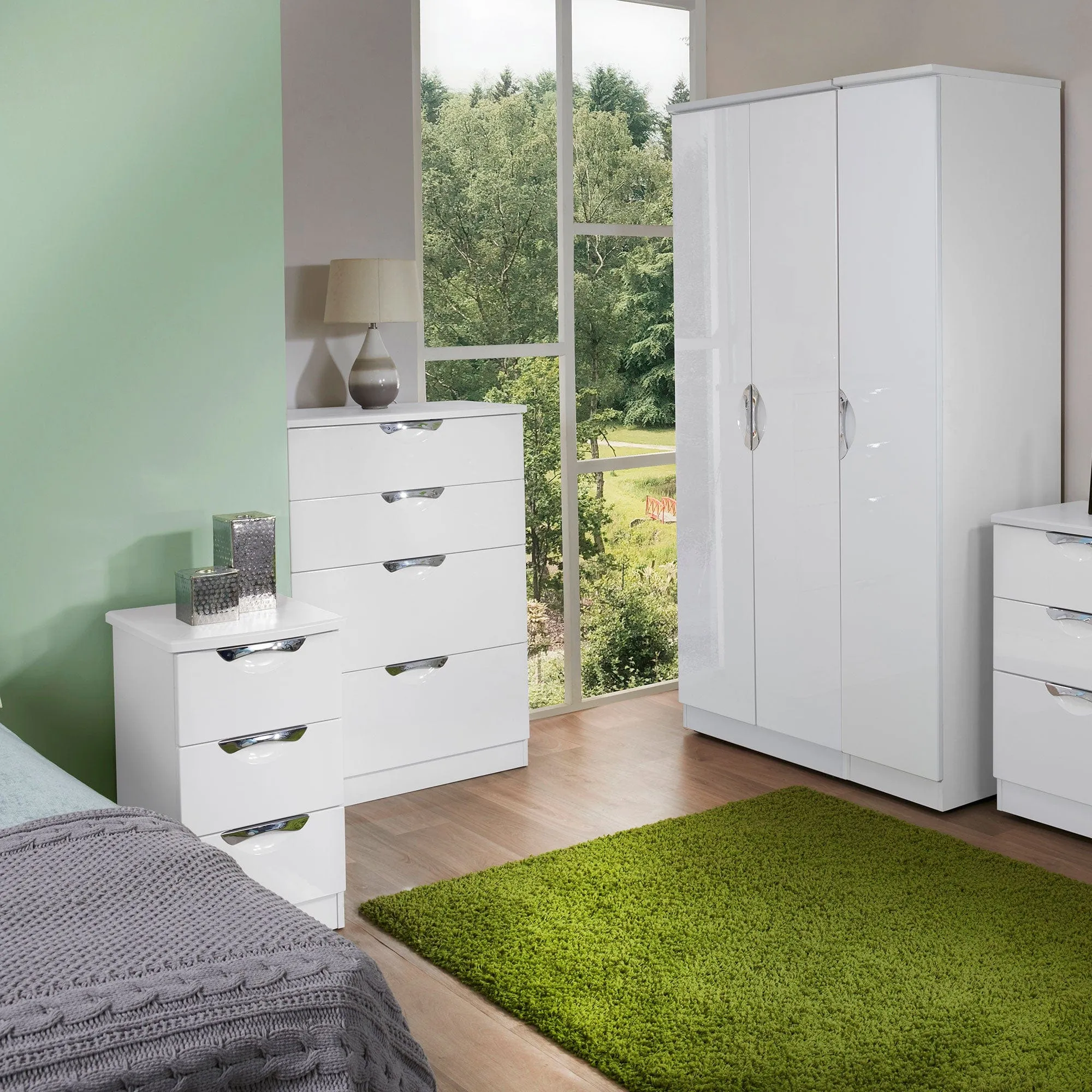 Stanford - Mirrored Combi Wardrobe In High Gloss