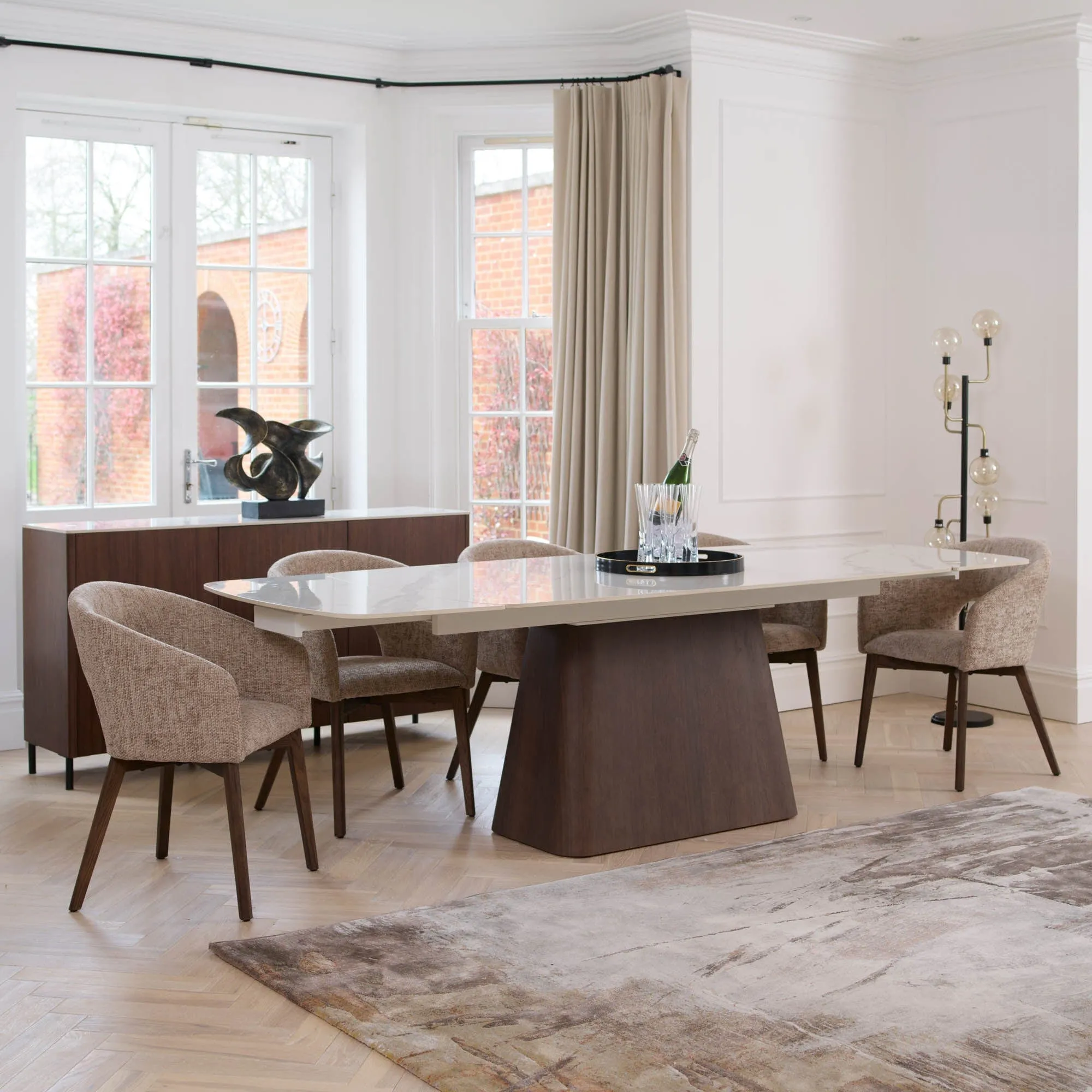 Turin - Dining Chair In Light Brown Fabric