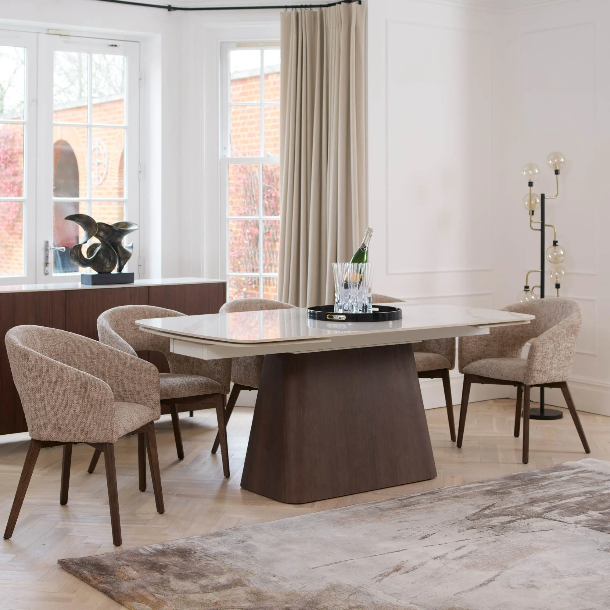 Turin - Dining Chair In Light Brown Fabric