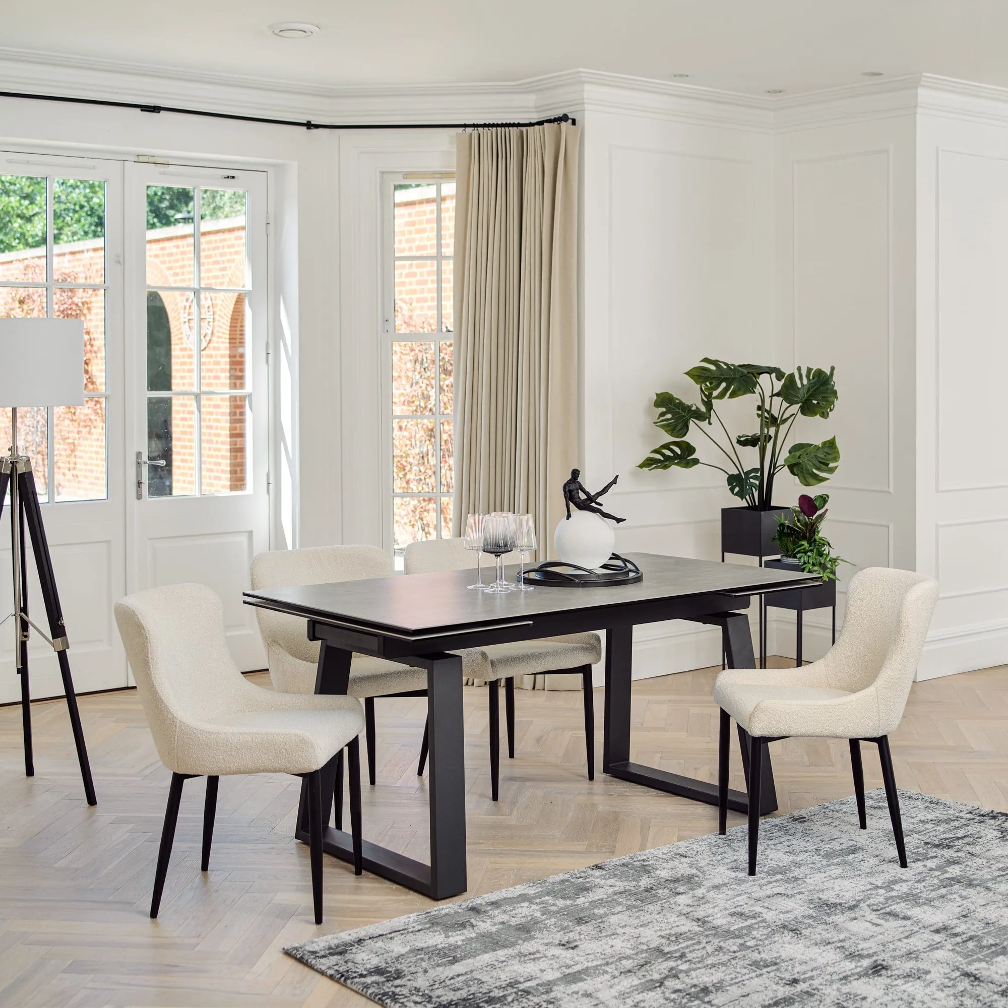 Valdone - 160cm Extending Dining Table Cement Ceramic Top